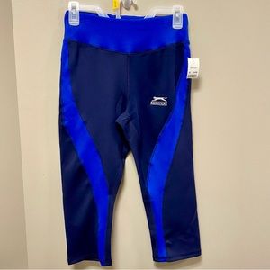 Slazenger Sz M Blue Compression Capri Leggings NWT Hydro Dry
